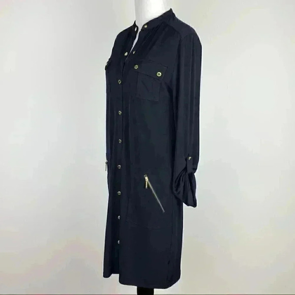 Michael Michael Kors dress navy blue button down - Picture 7 of 10